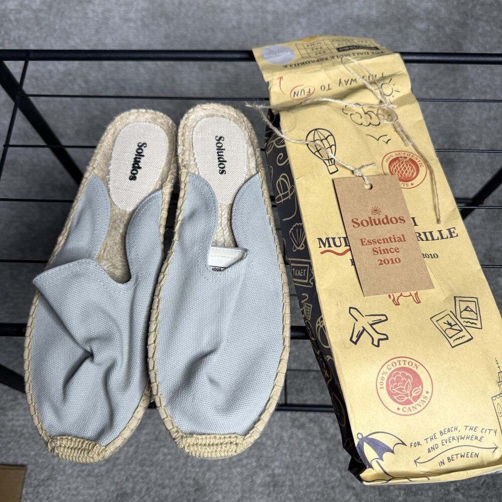 Soludos The Dali Mule Canvas Espadrilles Women Size 9-9.5 Gray